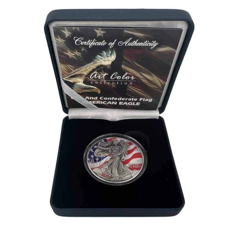 Stříbrná mince 1 Oz American Eagle American Flag 2022 Kolorováno