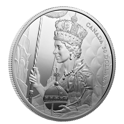 Stříbrná mince 5 Oz Královna Alžběta II. Korunovace 2022 Proof