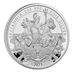 Sada stříbrných mincí 2 x 1 Oz Britannia Proof and Reverse Frosted 2023