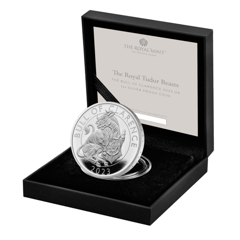 Stříbrná mince 1 Oz Royal Tudor Beasts The Bull of Clarence 2023 Proof