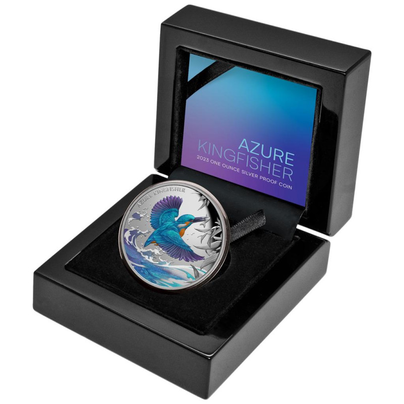 Stříbrná mince 1 Oz Azure Kingfisher 2023 Proof