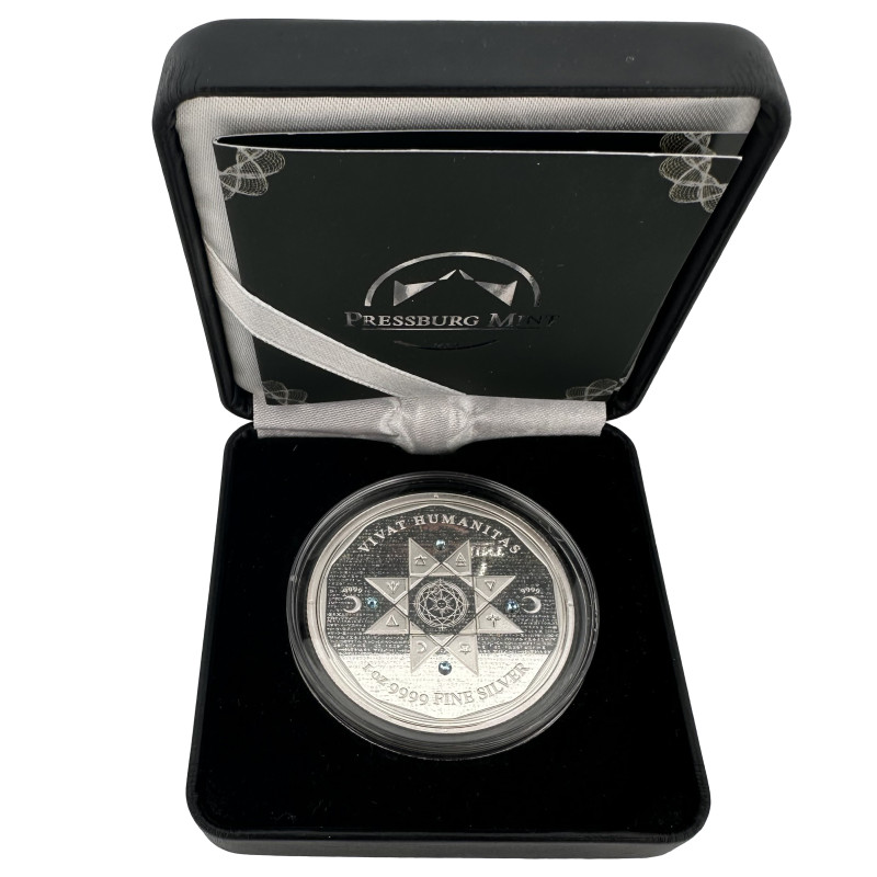 Stříbrná mince 1 Oz Vivat Humanitas 2022 Proof křišťály Swarovski