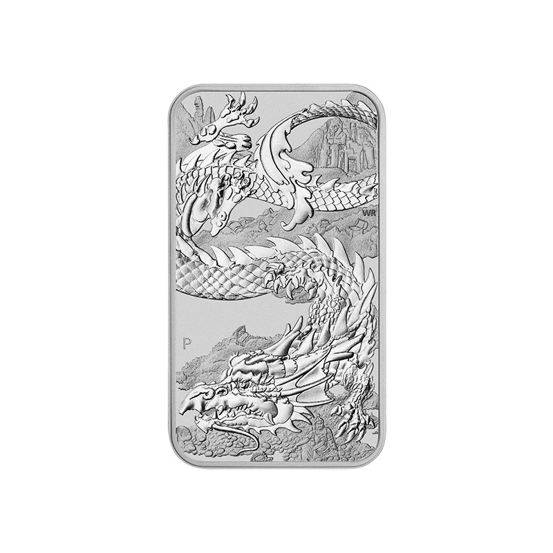 Stříbrná mince ve tvaru slitku 1 Oz Rectangular Dragon 2023
