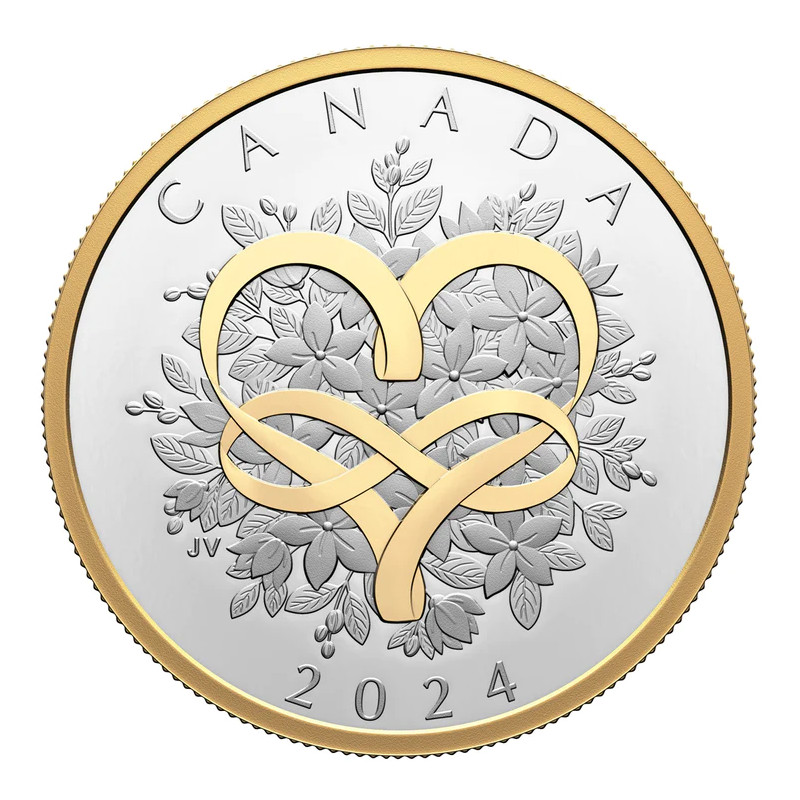 Stříbrná mince 1 Oz Celebrate love 2024 Zlaceno