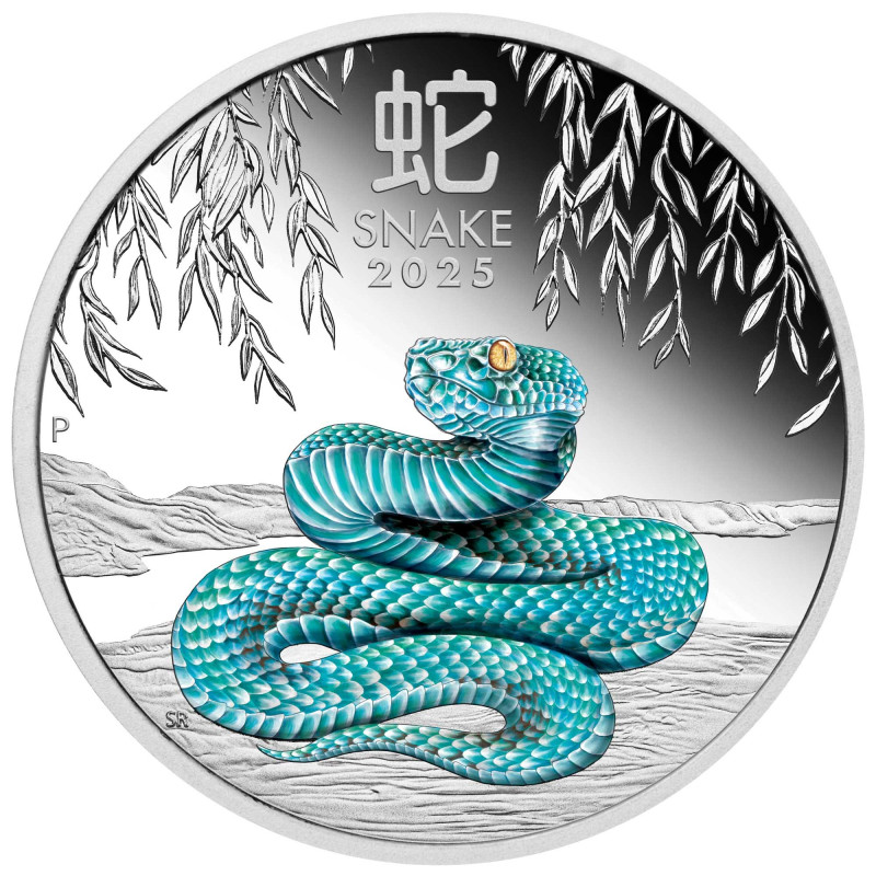 Stříbrná mince 1 Oz Lunar Series III Year of the Snake 2025 Kolorovaná Proof