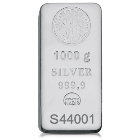 Stříbrný slitek 1 Kg Nadir Metals Rafineri
