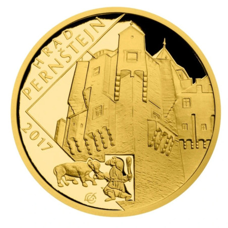Zlatá mince 5000 Kč 1/2 Oz Hrad Pernštejn 2017 Proof