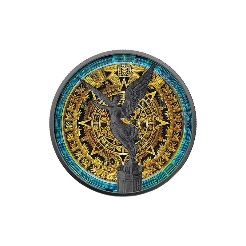 Stříbrná mince 1 Oz Libertad Aztec Calendar 2023 Kolorováno