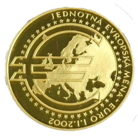 Zlatá mince 1/4 Oz medaile k zavedení Euro měny