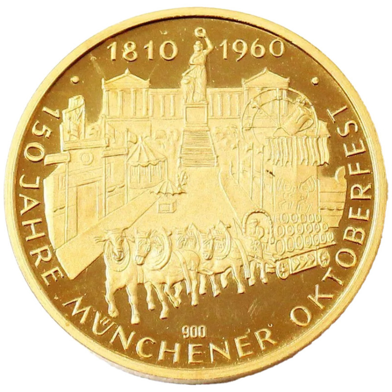 Zlatá mince 10,52 g 150 let mnichovského Oktoberfestu Proof