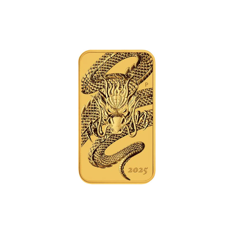 Zlatá mince ve tvaru slitku 1 Oz Rectangular Dragon 2025