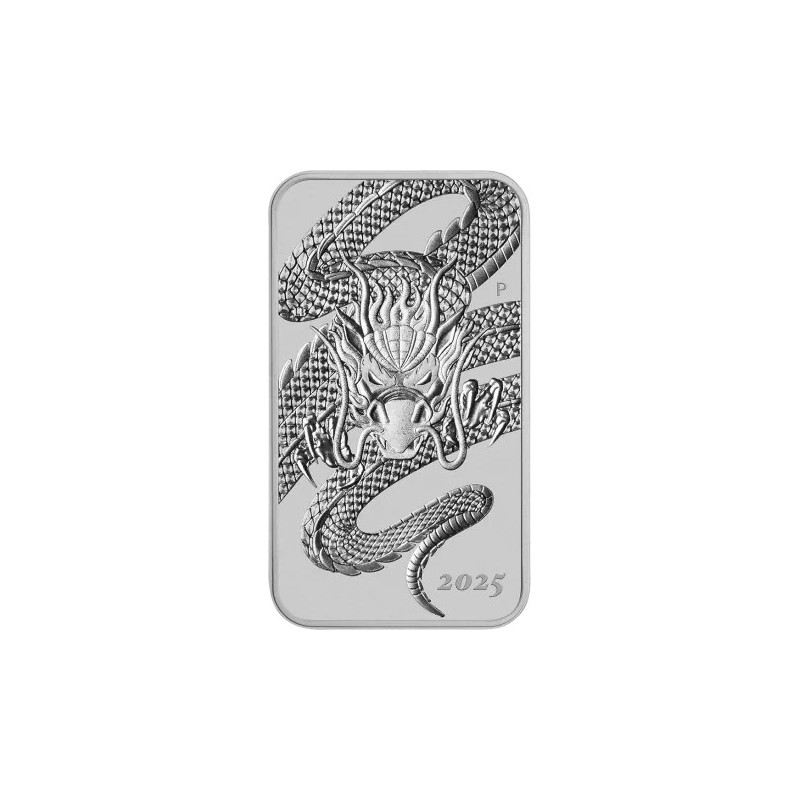 Stříbrná mince ve tvaru slitku 1 Oz Rectangular Dragon 2025