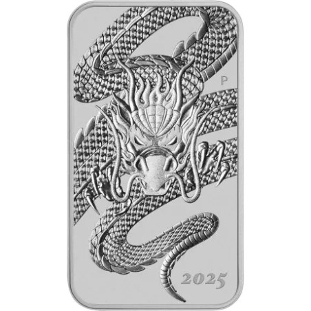 Stříbrná mince ve tvaru slitku 1 Oz Rectangular Dragon 2025