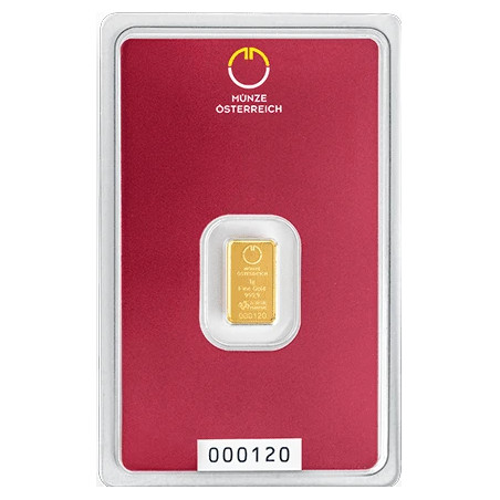 Zlatý slitek 1 g Münze Österreich