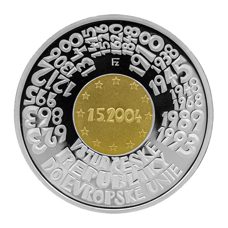 Bimetalová mince 2500 Kč Vstup České republiky do Evropské unie 2004 proof