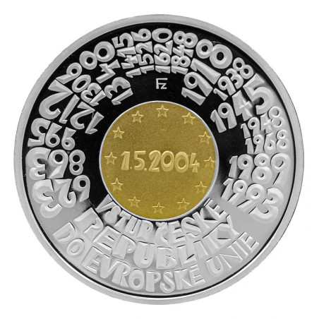 Bimetalová mince 2500 Kč Vstup České republiky do Evropské unie 2004 proof