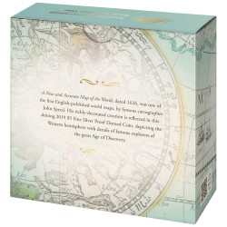 Stříbrná mince 1 Oz New Map of the World 1626 - Nová mapa světa 2019 Proof