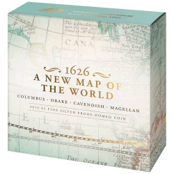 Stříbrná mince 1 Oz New Map of the World 1626 - Nová mapa světa 2019 Proof