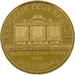 Zlatá mince 1/2 Oz Wiener Philharmoniker různé roky