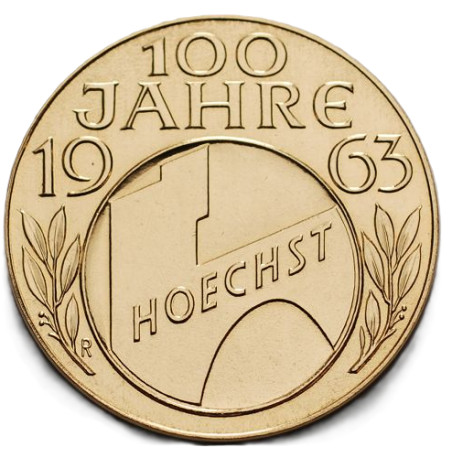 Zlatá medaile 8 g 100 Jahre Farbwerke Hoechst AG. 1863–1963