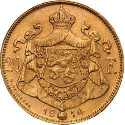 Zlatá mince 20 Frank Belgie Albert I různé roky (1909-1934)