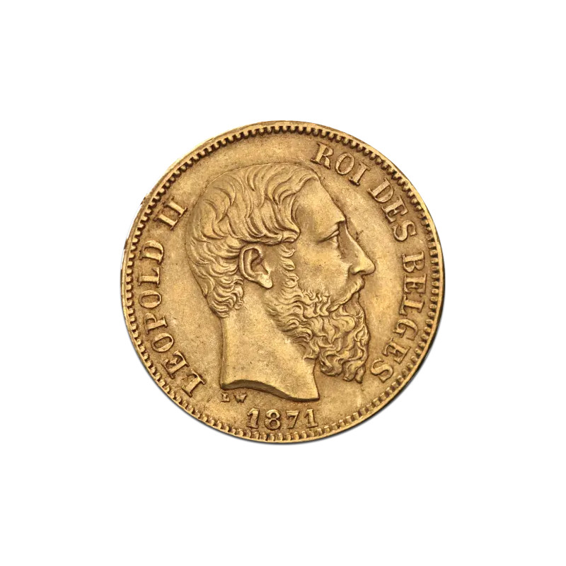 Zlatá mince 20 Frank Belgie Leopold II různé roky (1867 -1882)