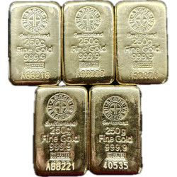 Zlatý slitek 250 g Argor Heraeus