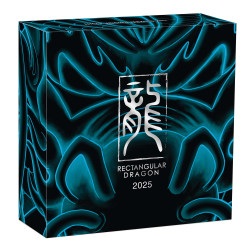 Stříbrná mince ve tvaru slitku 1 Oz Rectangular Dragon 2025 Proof