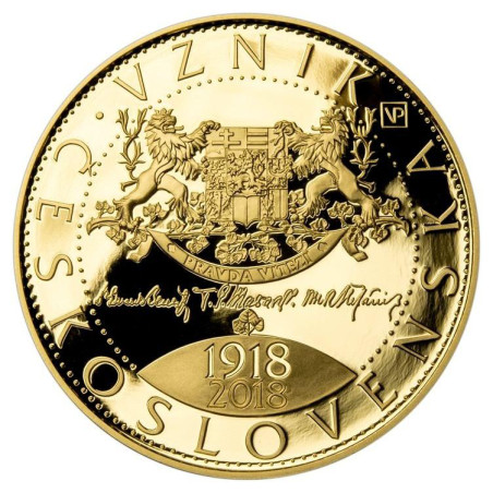 Zlatá mince 1 Oz 10 000 Kč 100. výročí vzniku Československa 2018 Proof