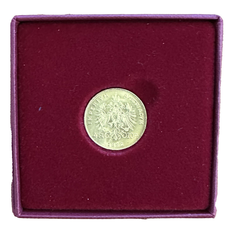 Zlatá mince 10 Frank 4 Zlatník Franz Josef I. 1892