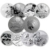 Sada stříbrných mincí 9 x 1 Oz Marvel 2017-2021