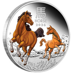 Stříbrná mince 1 Oz Lunar Series III Year of the Horse 2026 Kolorovaná Proof