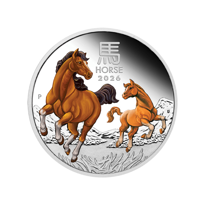 Stříbrná mince 1 Oz Lunar Series III Year of the Horse 2026 Kolorovaná Proof