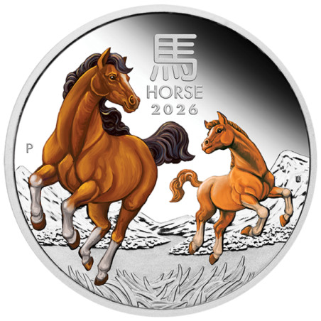 Stříbrná mince 1 Oz Lunar Series III Year of the Horse 2026 Kolorovaná Proof