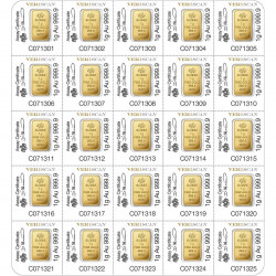 Zlatý slitek 25 x 1 g PAMP Multigram