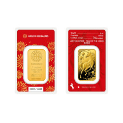 Zlatý slitek 1 Oz Argor Heraeus Lunar Series III Year of the Horse 2026