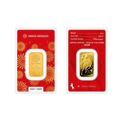 Zlatý slitek 10 g Argor Heraeus Lunar Series III Year of the Horse 2026