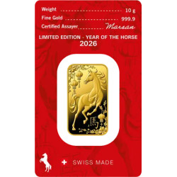 Zlatý slitek 10 g Argor Heraeus Lunar Series III Year of the Horse 2026