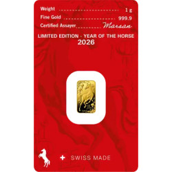Zlatý slitek 1 g Argor Heraeus Lunar Series III Year of the Horse 2026