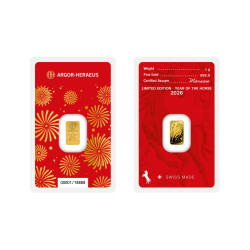 Zlatý slitek 1 g Argor Heraeus Lunar Series III Year of the Horse 2026