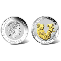 Stříbrná mince 1 Oz Australian Koala 2011 Zlaceno