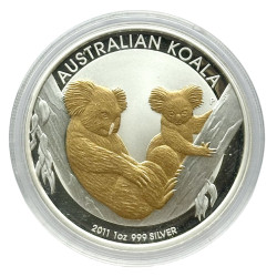 Stříbrná mince 1 Oz Australian Koala 2011 Zlaceno