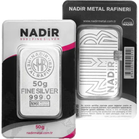 Stříbrný slitek 50 g  Nadir Metal Rafineri