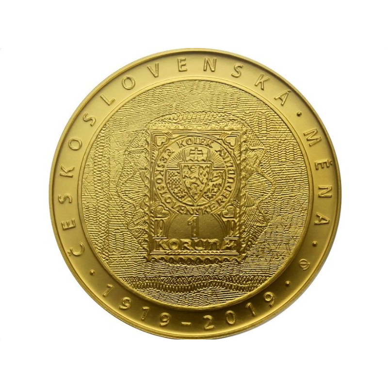 Zlatá mince 1 Oz Zavedení československé měny ČNB 10000 Kč 2019 BK