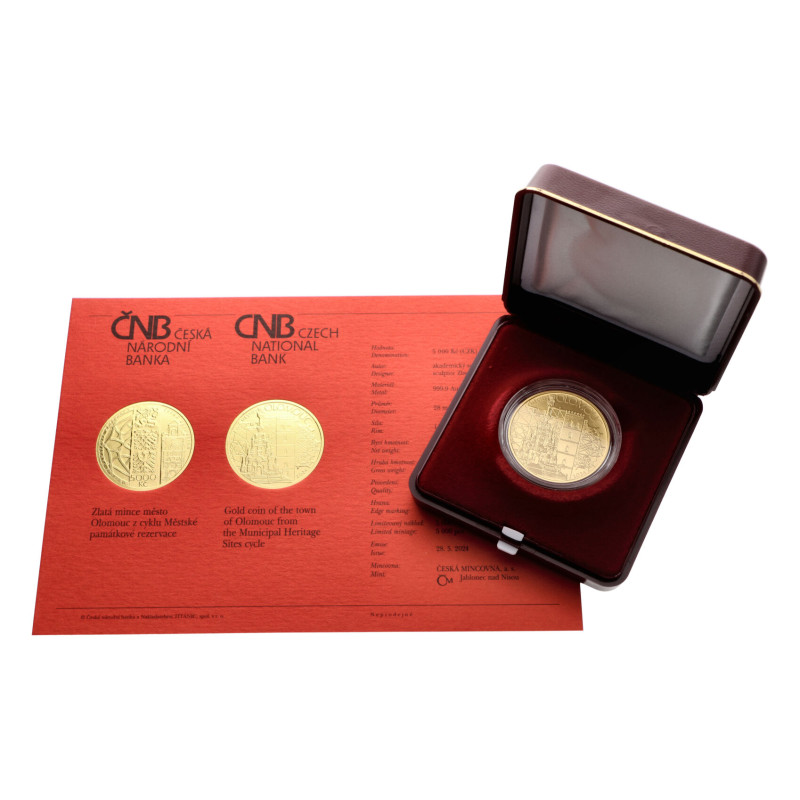 Zlatá mince 1/2 Oz 5000 Kč Městská památková rezervace Olomouc 2024 Proof