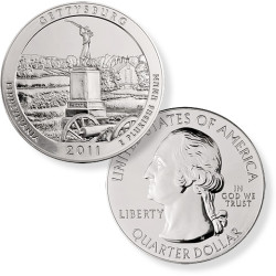 Stříbrná mince 5 Oz Vojenský park Gettysburg  Pennsylvania 2011