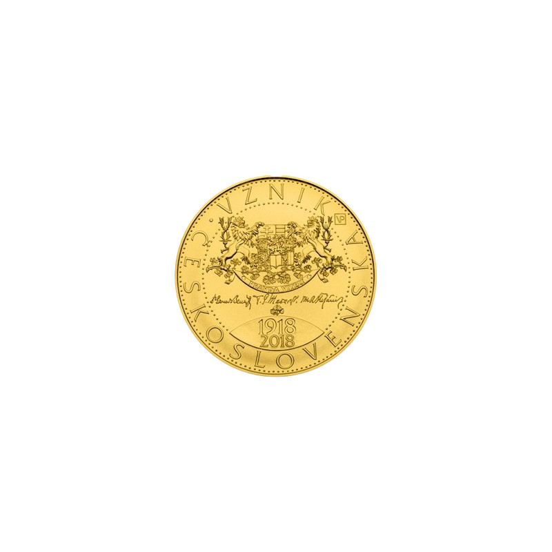Zlatá mince 1 Oz 10 000 Kč 100. výročí vzniku Československa 2018 Standard
