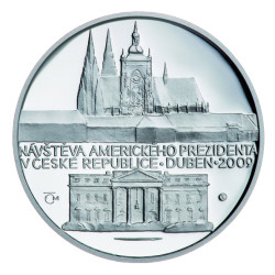 Stříbrná medaile 1 Oz Návštěva Baracka Obamy v České republice 2009 Proof