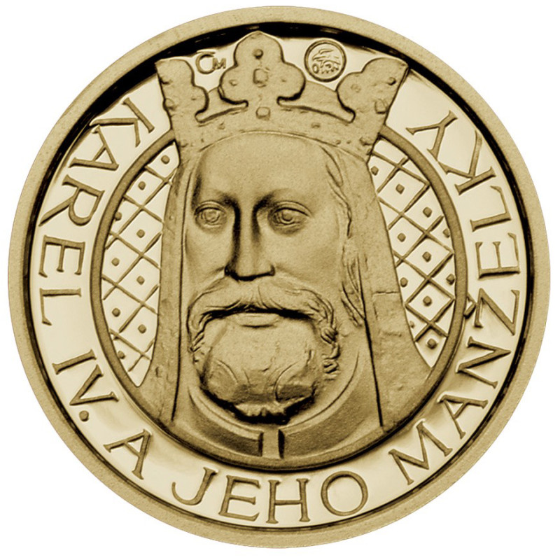Sada zlatých medailí 4 x 1/10 Oz Karel IV. a jeho manželky 2008 Proof
