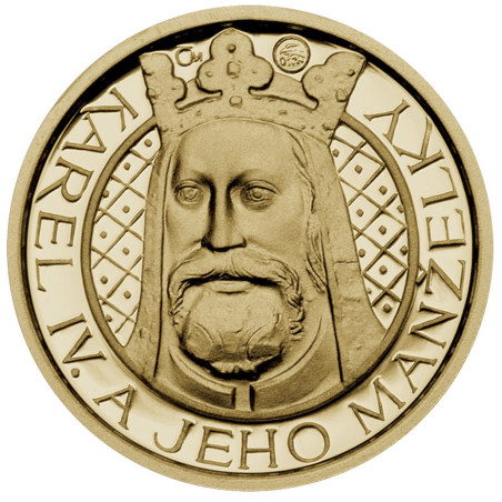 Sada zlatých medailí 4 x 1/10 Oz Karel IV. a jeho manželky 2008 Proof